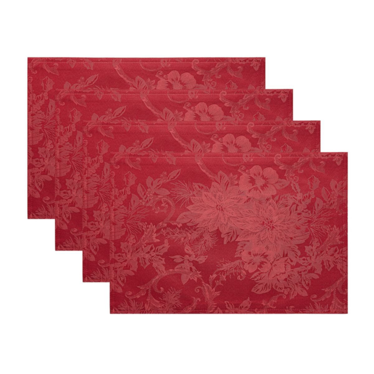 Elrene Home Fashions Poinsettia Elegance Jacquard Holiday Placemat, Set of 4 Elrene