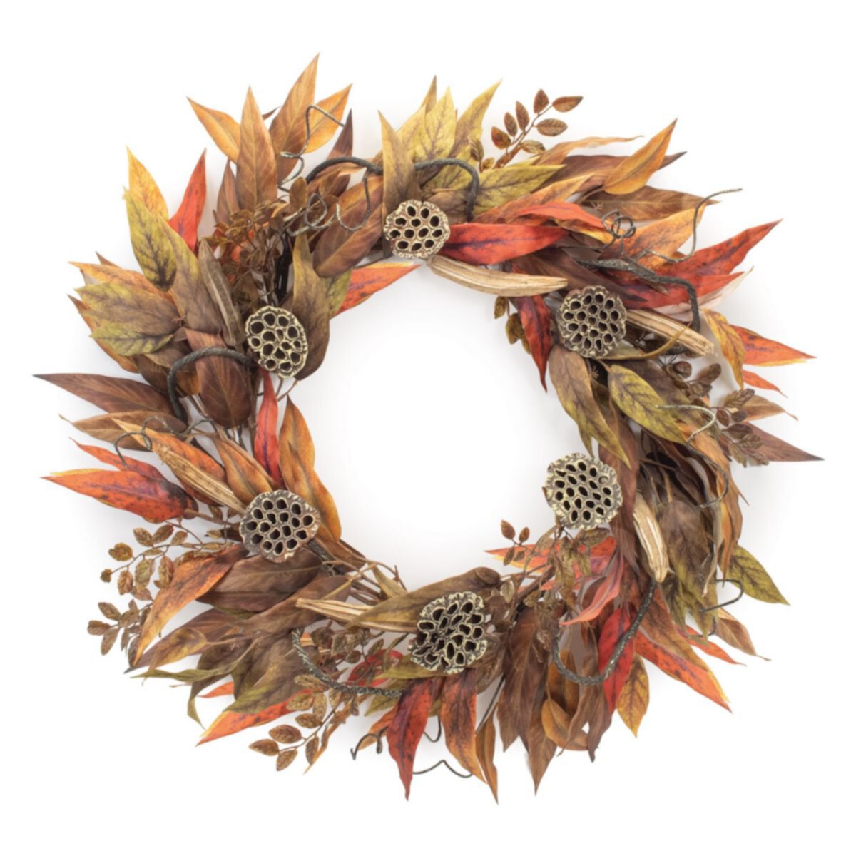 Melrose Mixed Fall Foliage Pod Artificial Wreath Melrose