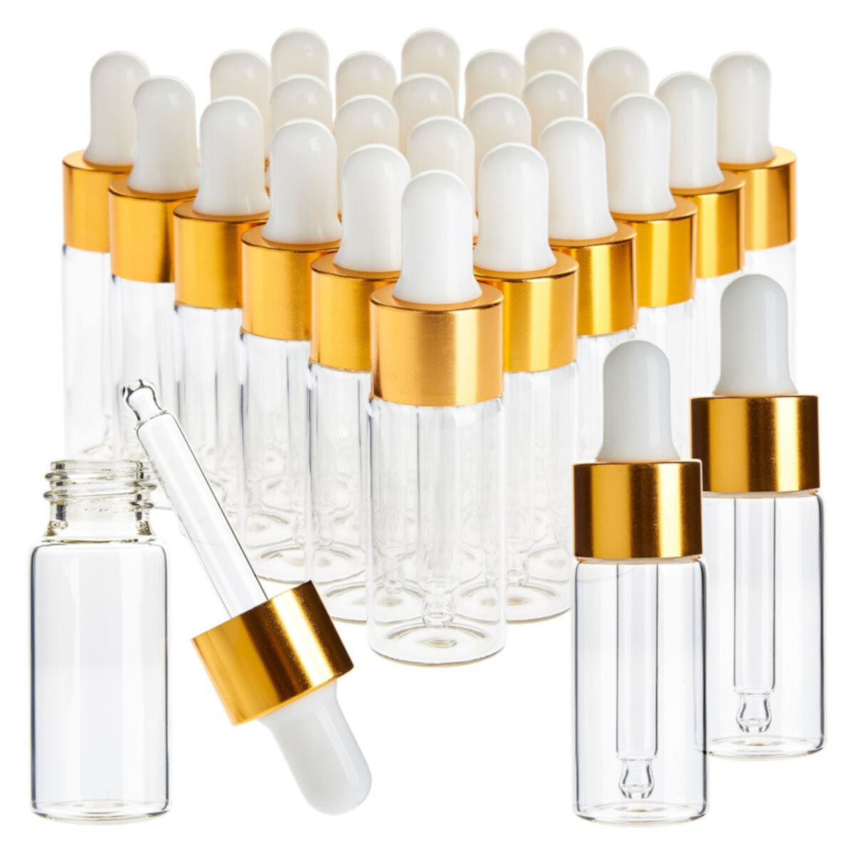 24-pack Clear Glass Tincture Bottles With Dropper, Mini Eye Dropper, Gold, 10ml Juvale