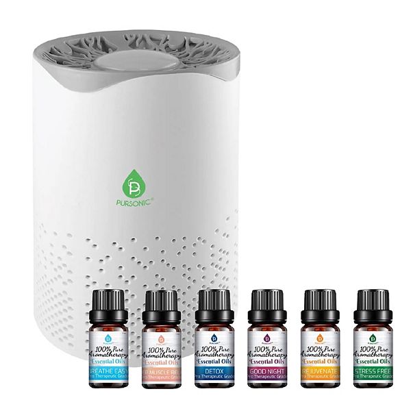 Pursonic Air Purifier with 6-Pack Premium Essential Oils Blends Collection Pursonic