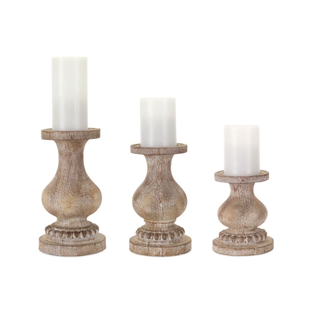 Pack of 3 Taupe Brown Pillar Candle Holder  10” Contemporary Home Living