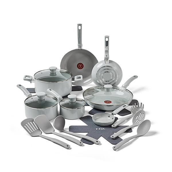 T-Fal Essentials 20-Piece Non-Stick Ceramic Pots & Pans Cookware Set T-Fal