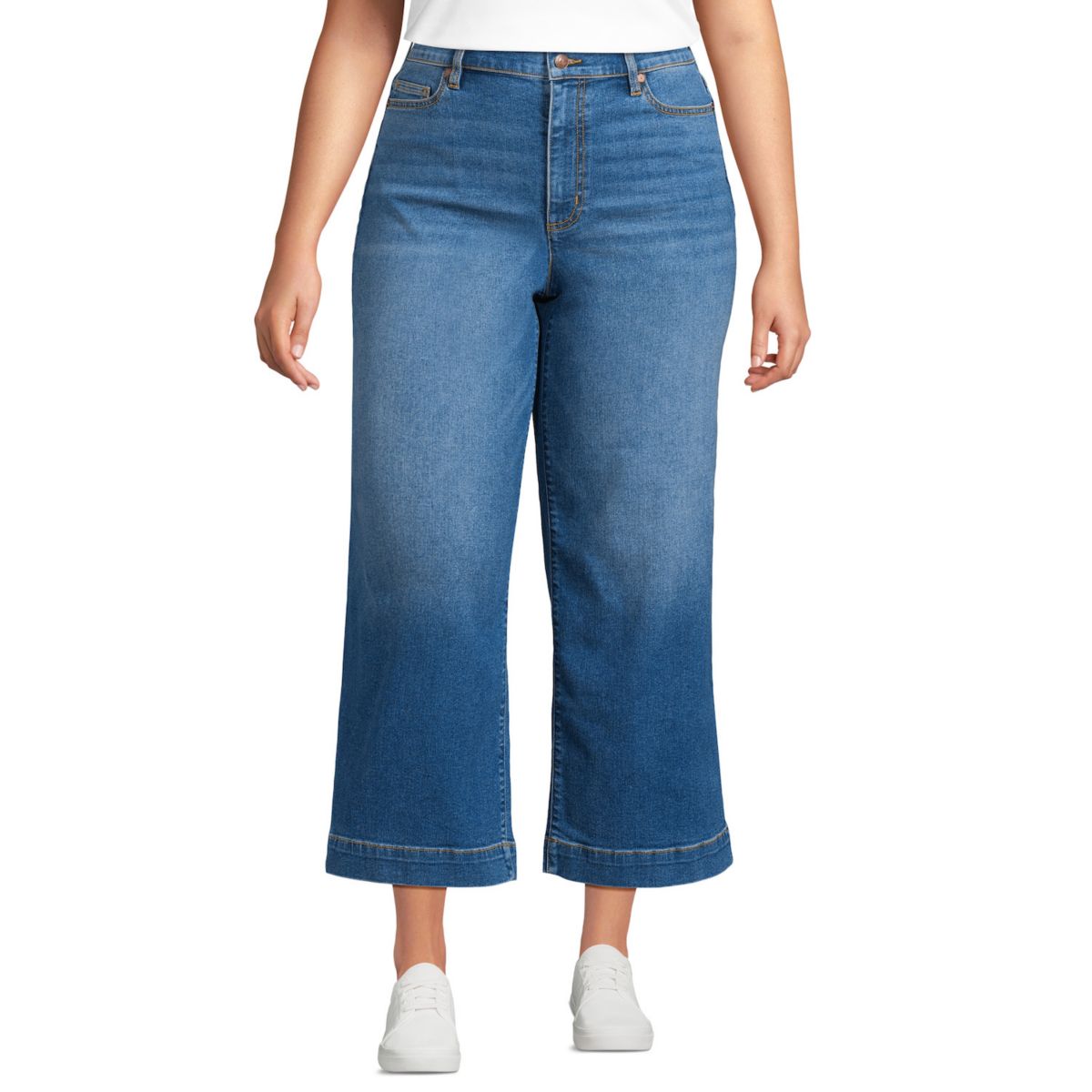 Женские Бриджи и капри Lands' End High-Rise Wide Leg Crop Jeans Lands' End