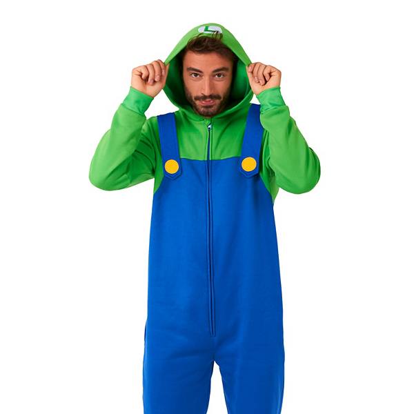 Мужские комбинезон-пижамы OppoSuits Nintendo Super Mario Luigi с капюшоном и молнией OppoSuits