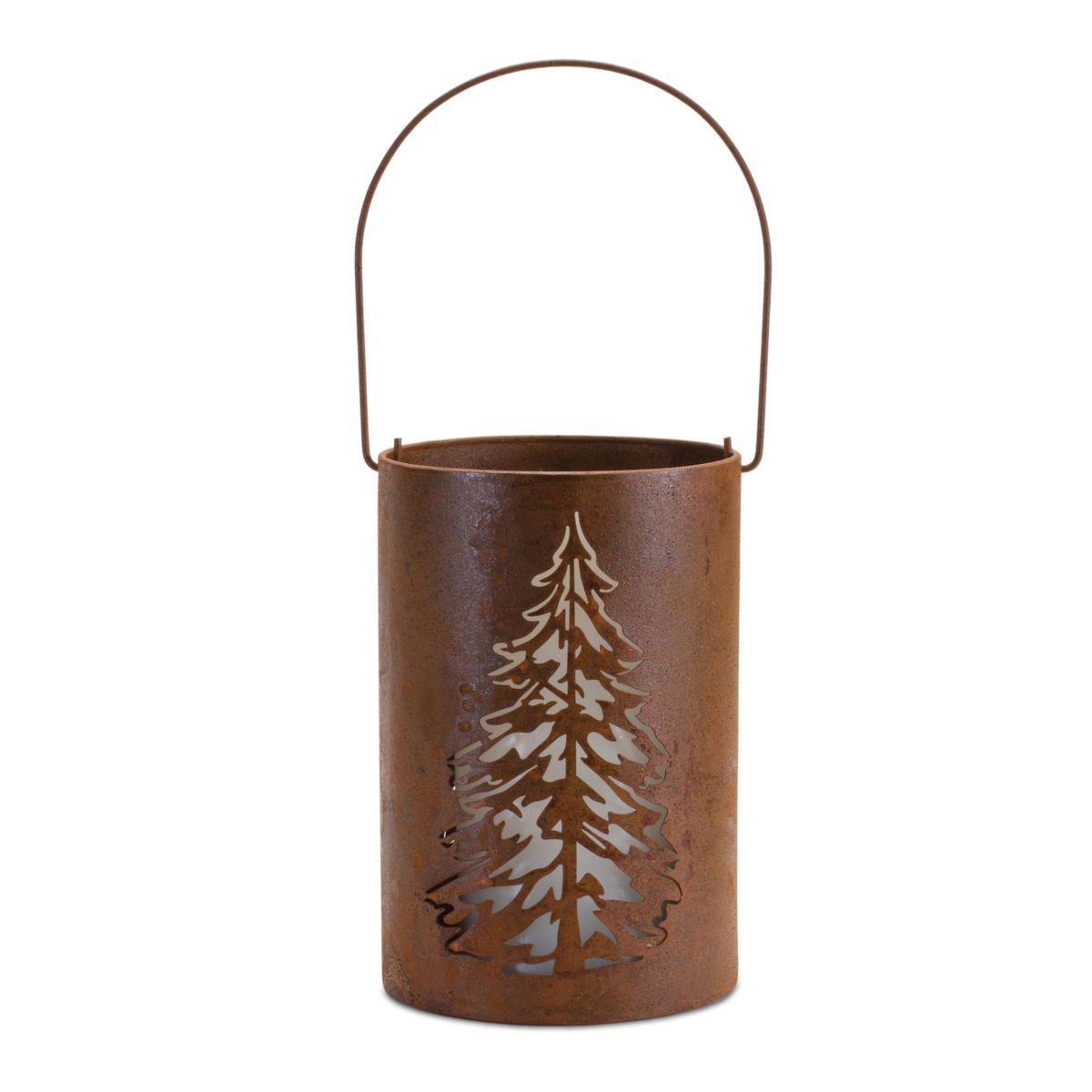 Melrose Pine Tree Cut-Out 9.5-in. Metal Lantern Melrose