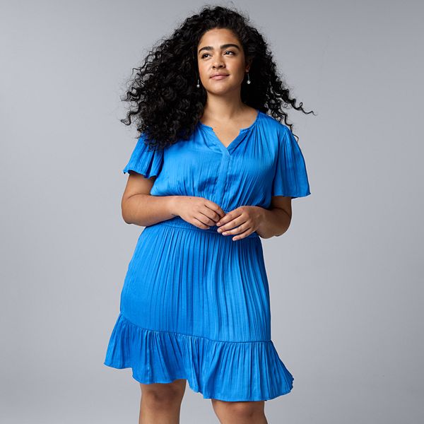 Мини-платье А-силуэта Plus Size Simply Vera Vera Wang с V-образным вырезом и объемными рукавами Simply Vera Vera Wang