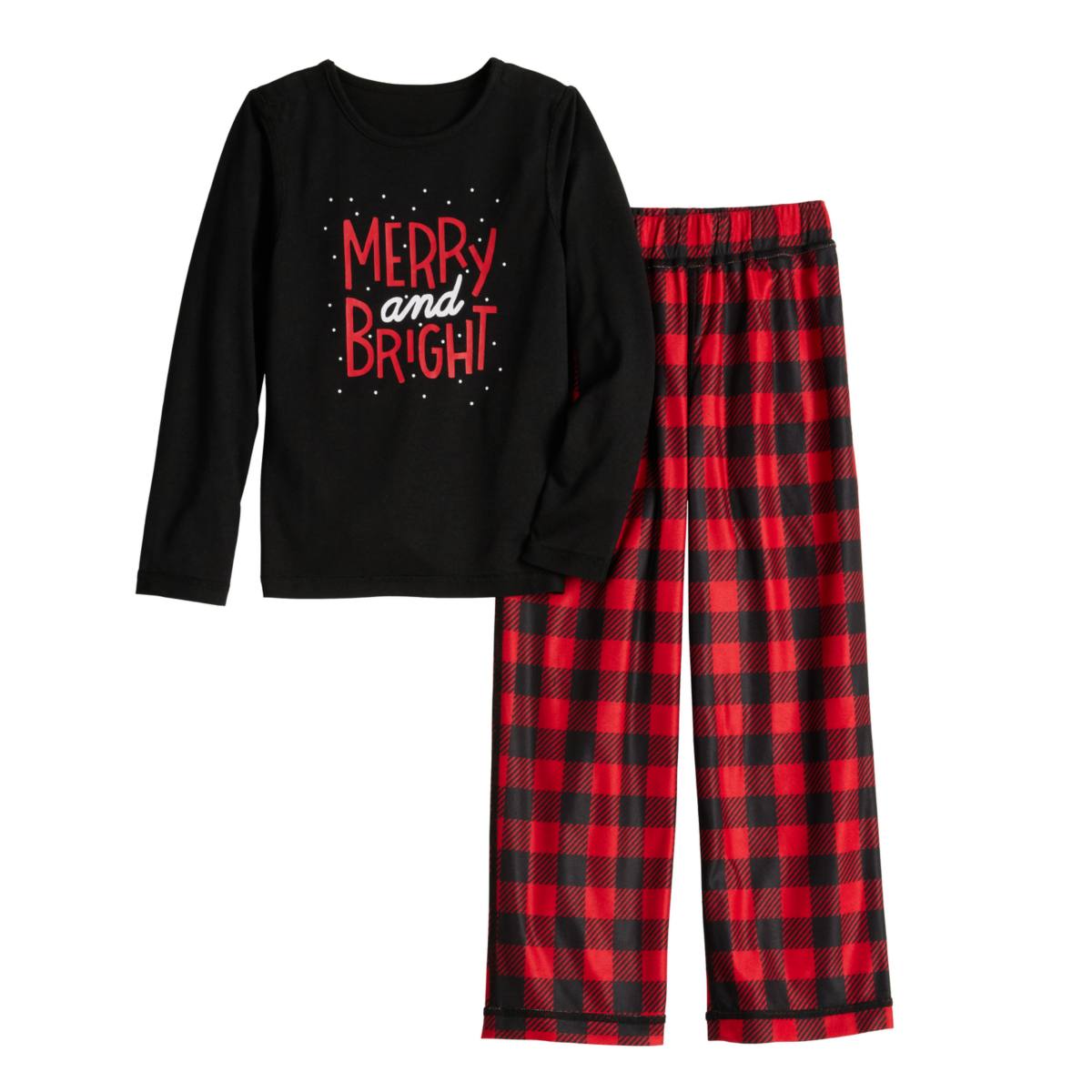 Детские Пижамы Jammies For Your Families Adaptive Merry & Bright Buffalo Plaid Top & Bottoms Jammies For Your Families