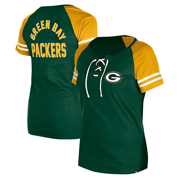 Женская Футболка New Era Green Bay Packers с шнуровкой и регланом New Era