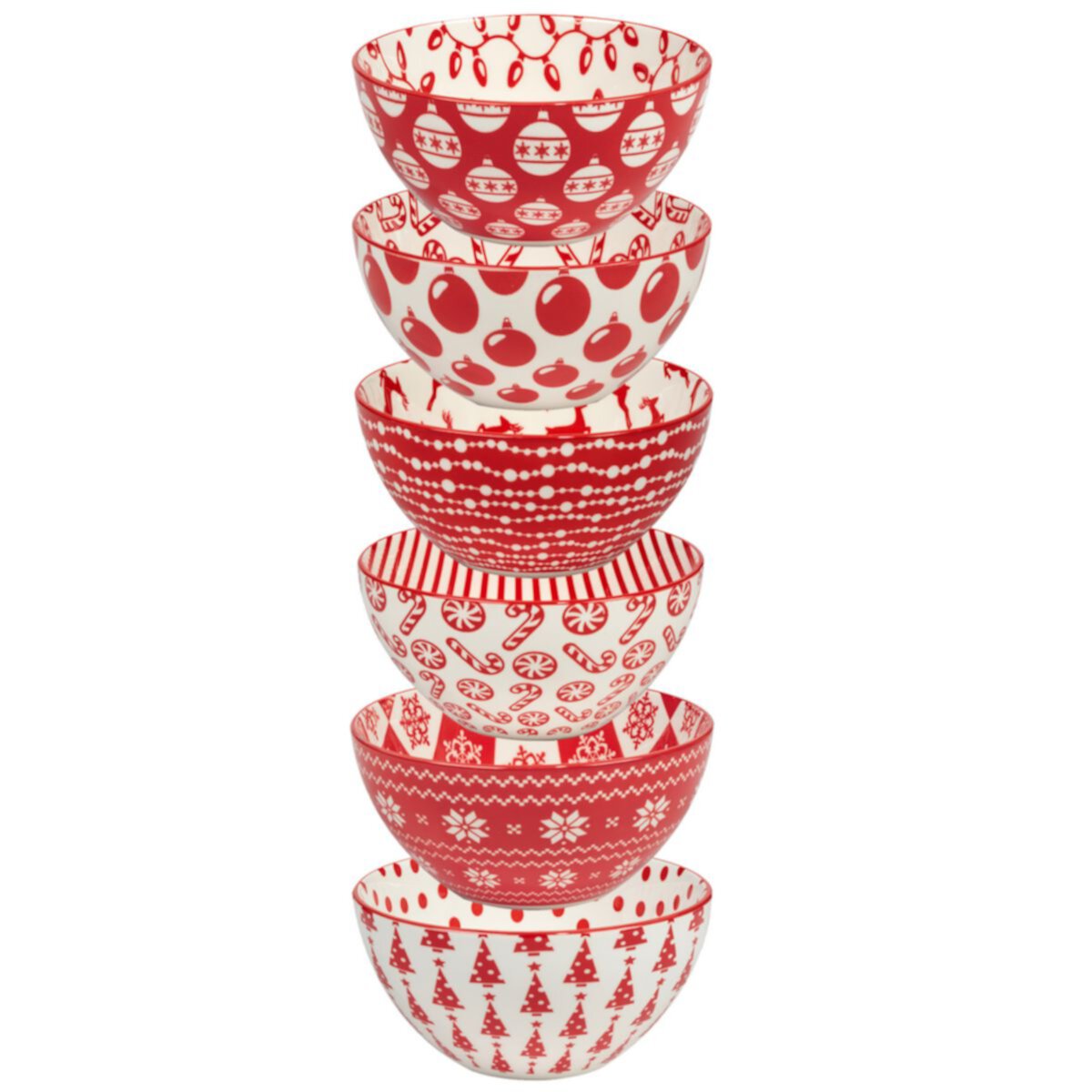 Certified International Set of 6 Peppermint Candy All Purpose Bowls Certified International