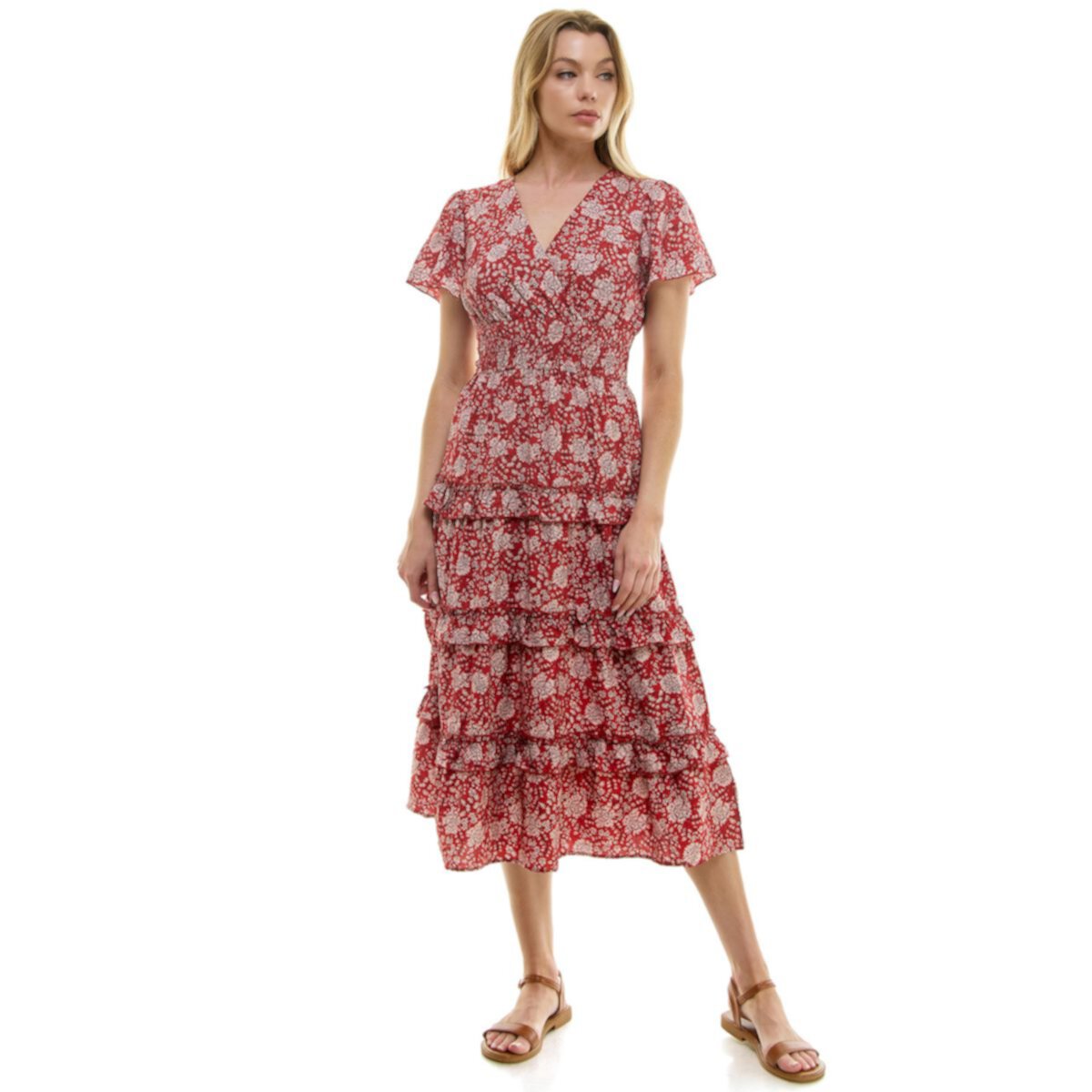 Детское Повседневное платье Lily Rose Printed Ruffle Tiered V-Neck Midi Lily Rose