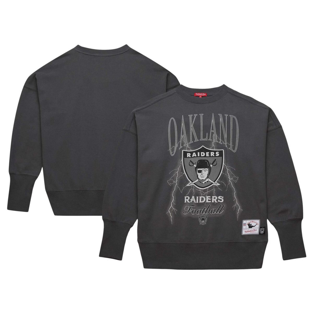 Женская Футболка Mitchell & Ness Charcoal Oakland Raiders Distressed Logo 4.0 Mitchell & Ness