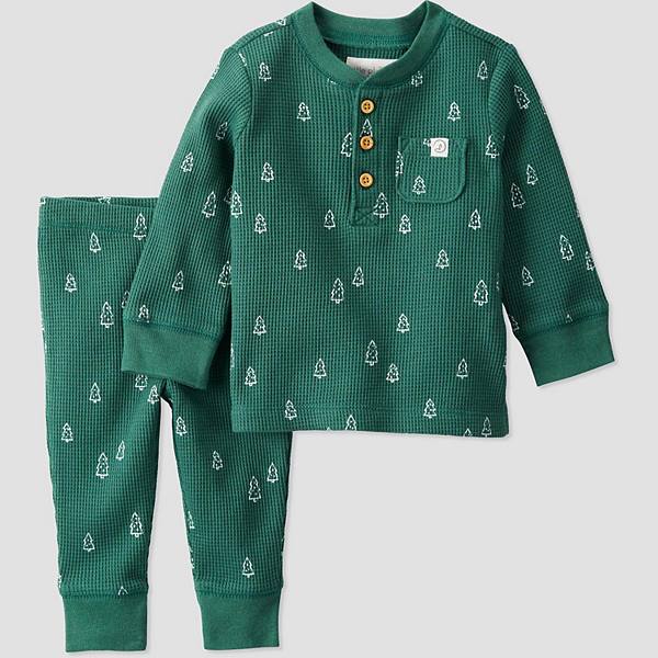 Детские Пижамы Little Planet Organic Cotton Evergreen Trees Waffle Knit Set Little Planet