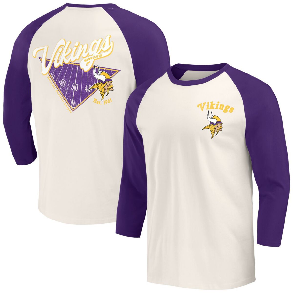 Мужская Футболка Darius Rucker Collection by Fanatics Фиолетово/Белая Minnesota Vikings Raglan 3/4 Рукав Darius Rucker Collection by Fanatics