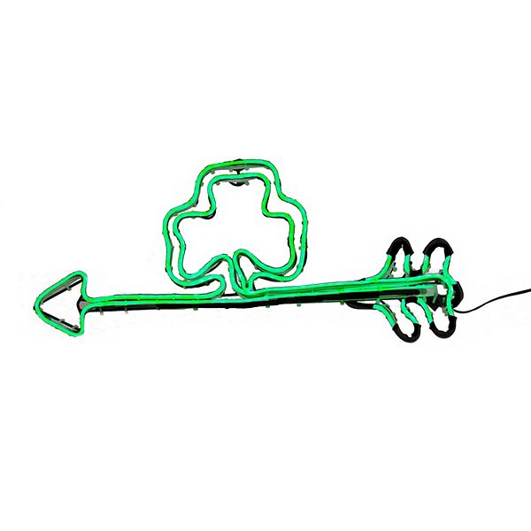 National Tree Company Pre-Lit 2D Green Neon St. Patrick's Day Clover with Arrow National Tree Company