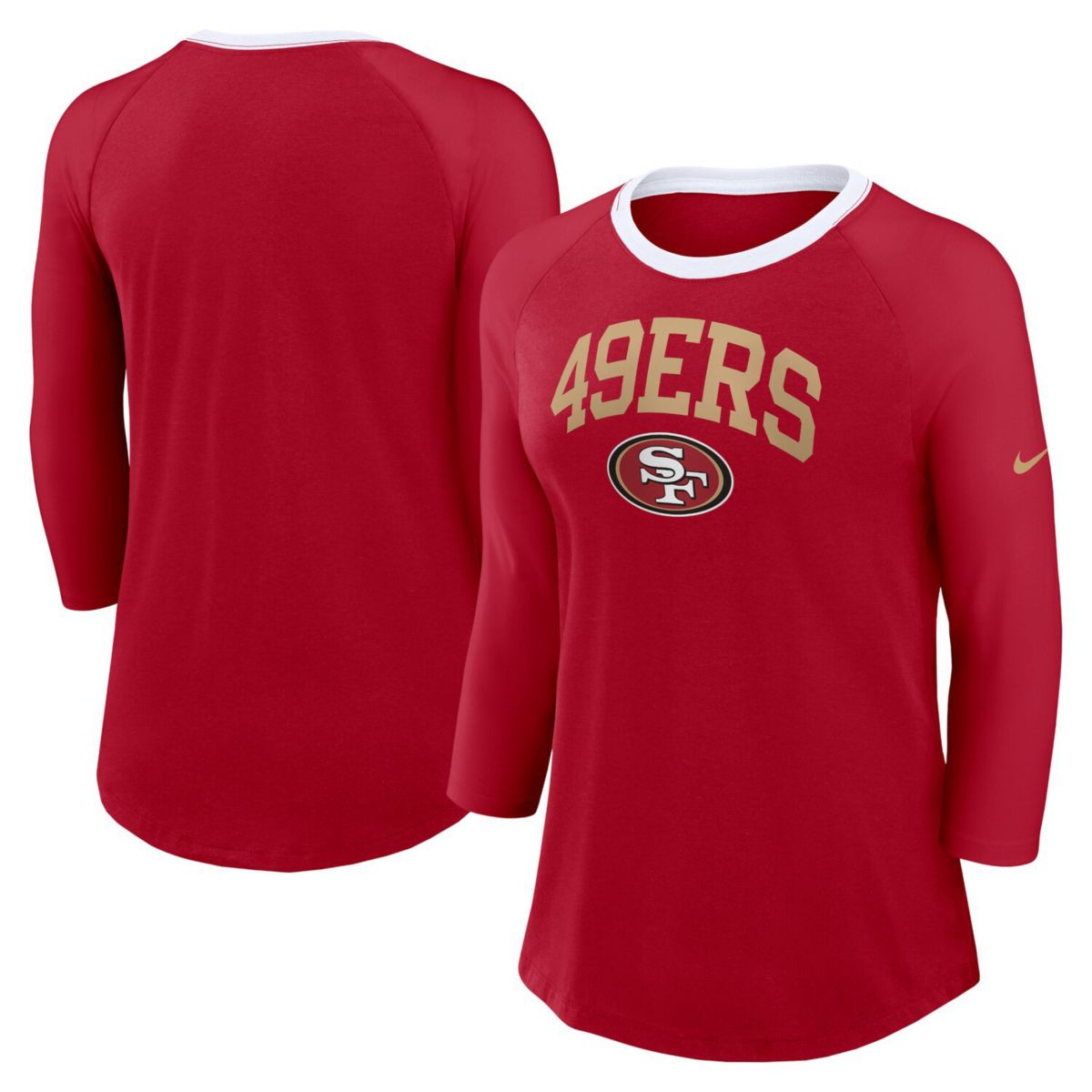 Женская Футболка Nike San Francisco 49ers Raglan 3/4 С рукавом Nike