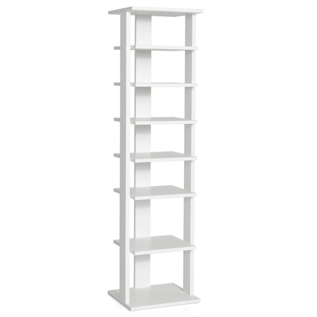 7-tier Slim Wooden Vertical Shoe Rack For Entryway-White Slickblue