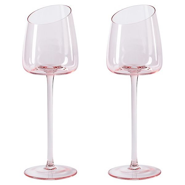 Ventray Home French Style Pink Crystal Burgundy Wine Glasses, Set Of 2 Ventray