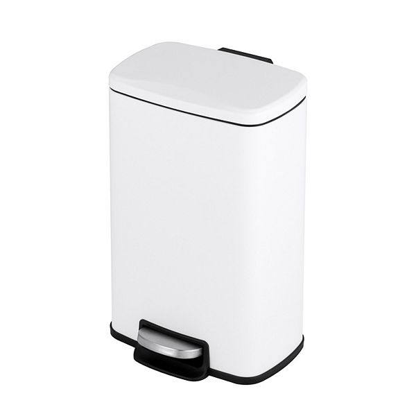 1.3 Gal./5 Liter Rectangular Matt White Step-on Trash Can for Bathroom and Office Mega Casa