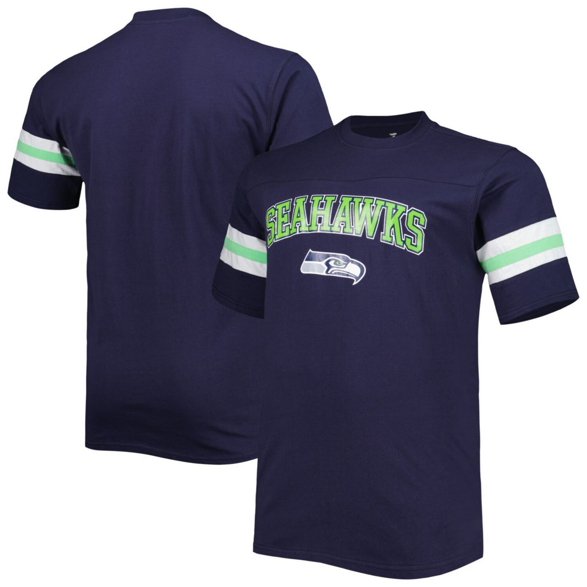 Футболка Seattle Seahawks Navy с короткими рукавами и контрастными вставками, 100% хлопок Unbranded