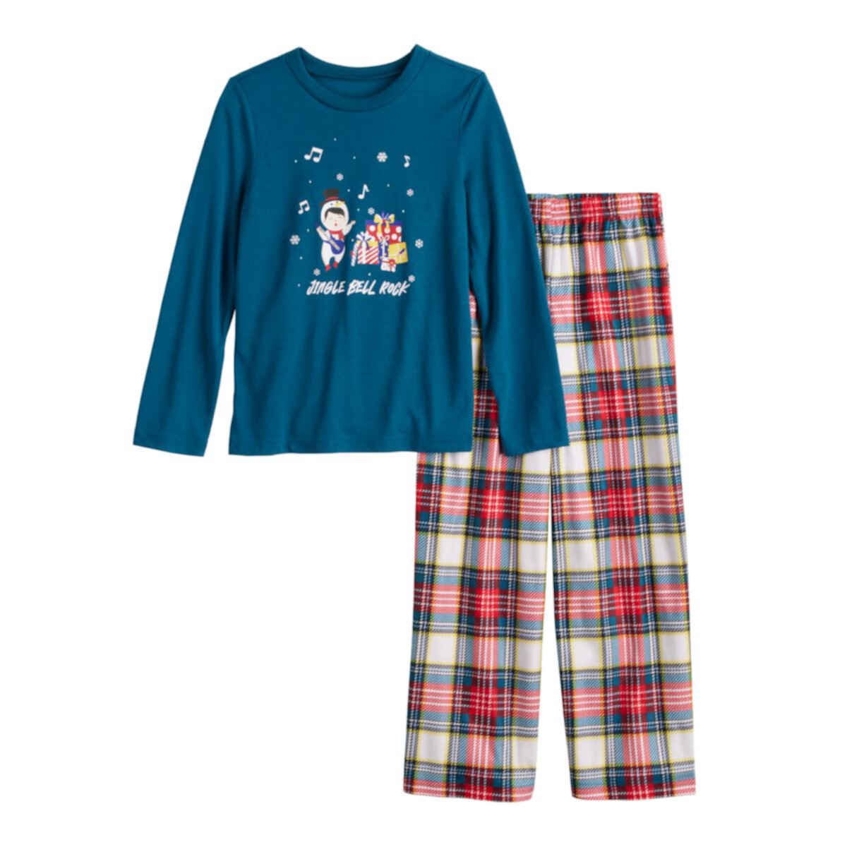 Мальчиковые Детские пижамы Jammies For Your Families Jingle Bell Rock Санта Клаус Комплект Верх и Нижняя Части Jammies For Your Families