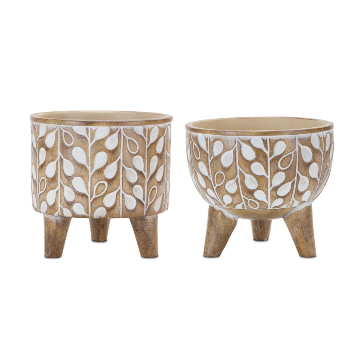 Melrose Leaf Print Planter Table Decor 2-piece Set Melrose