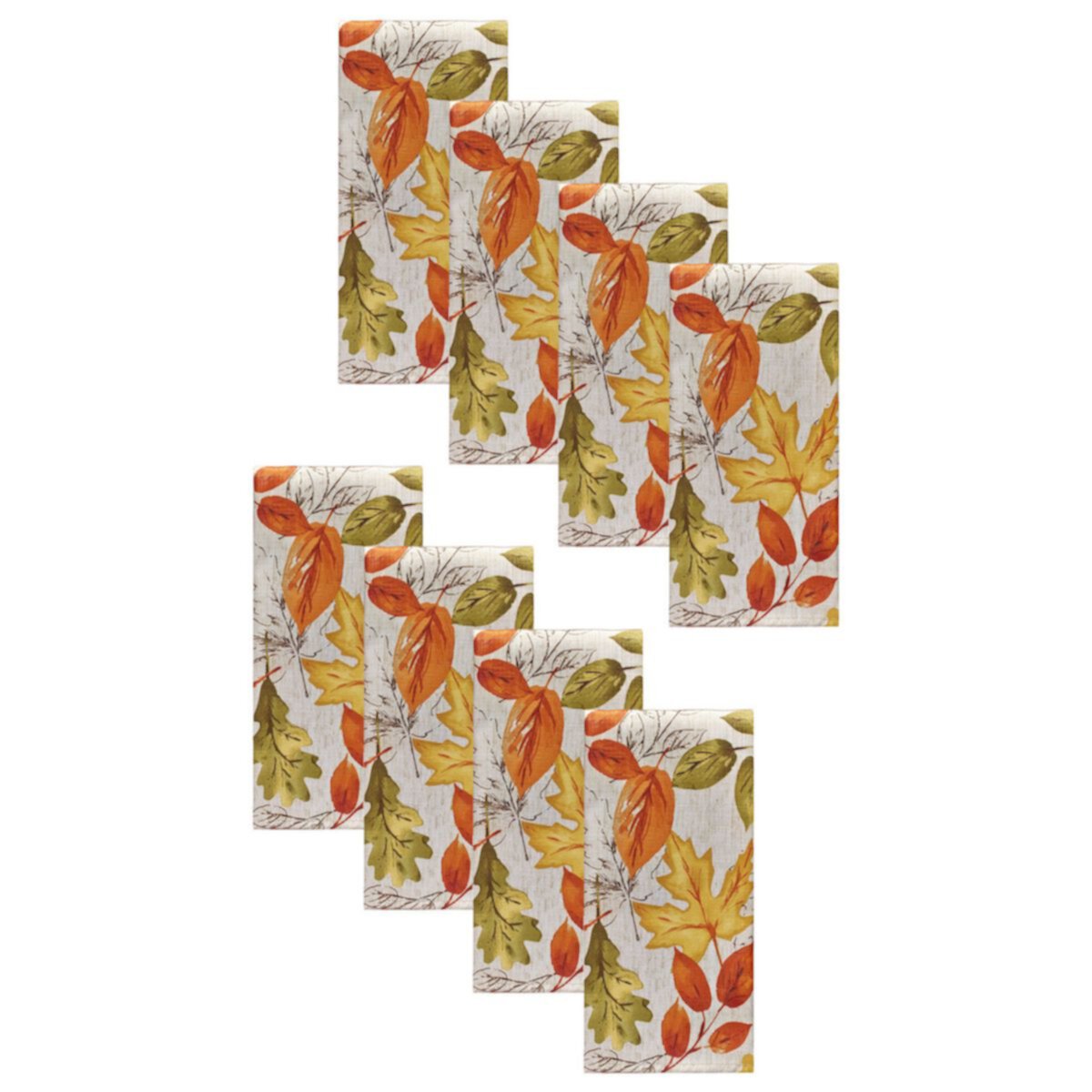 Elrene Home Fashions Autumn Leaves Fall Printed Napkins, Set of 8 Elrene