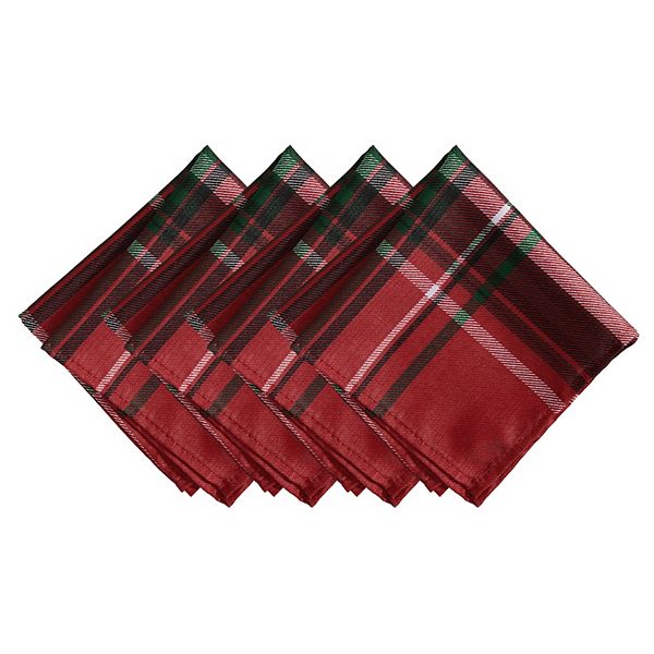 Elrene Home Fashions Pocono Plaid Holiday Fabric Napkins, 17&#34;x17&#34;, Set Of 4 Elrene