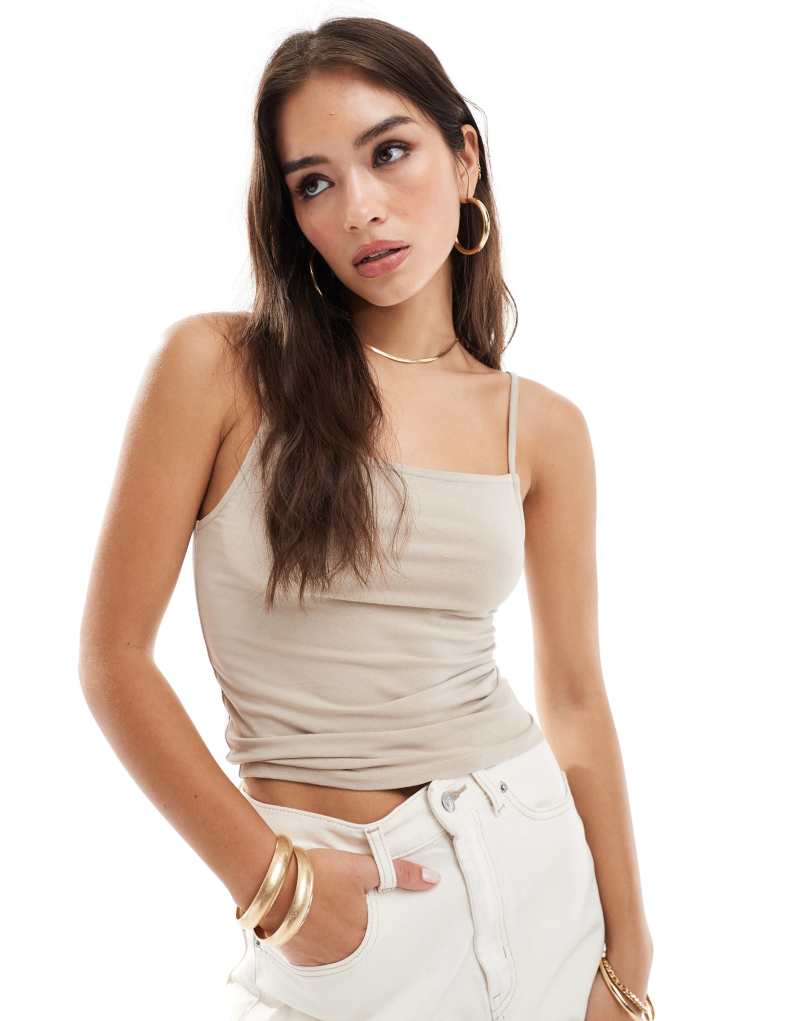 Женский Топ на бретелях ASOS DESIGN skinny cami в цвете камень ASOS DESIGN