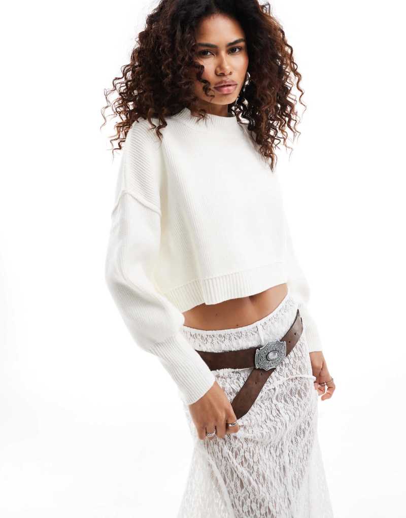 Женская Толстовка Free People easy street cropped pullover sweater в цвете айвори Free People