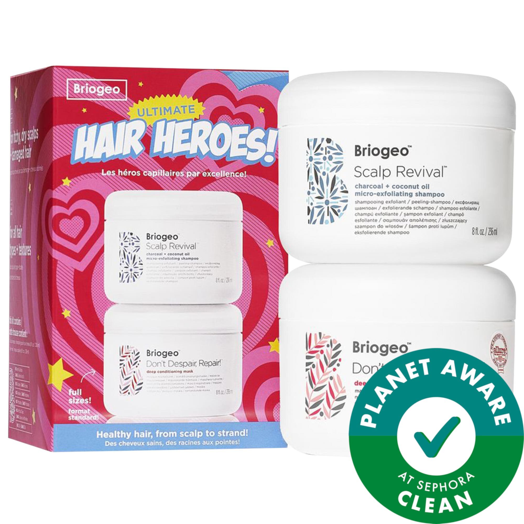 Ultimate Hair Heroes Scalp Scrub Shampoo and Deep Conditioning Mask Value Set Briogeo