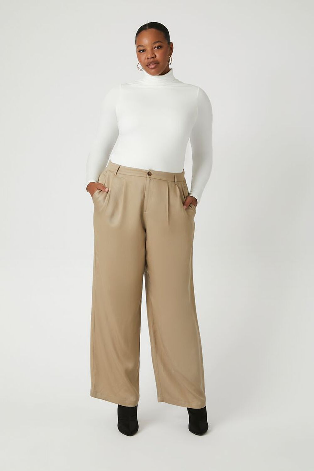 Plus Size Wide-Leg Trouser Pants FOREVER21