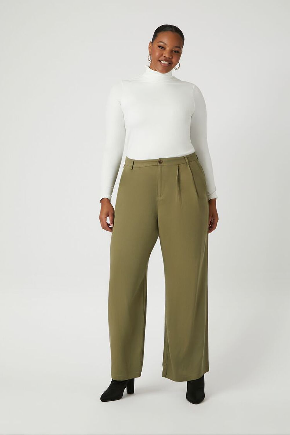 Plus Size Wide-Leg Trouser Pants FOREVER21