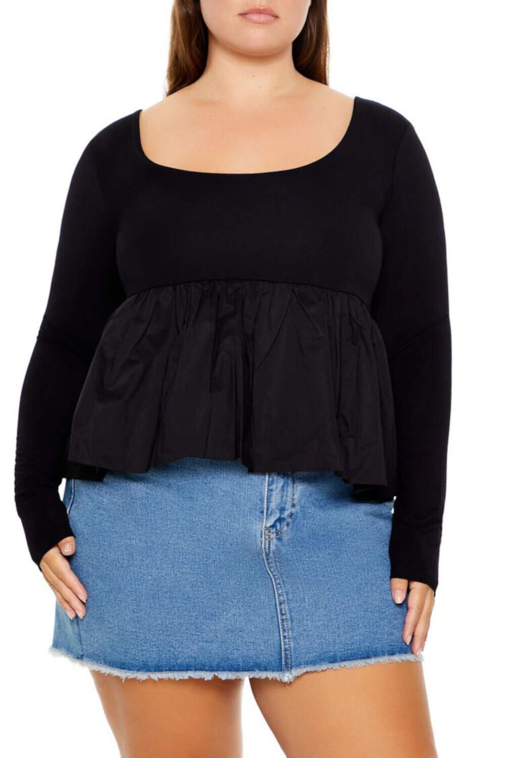 Plus Size Flounce Long-Sleeve Top FOREVER21