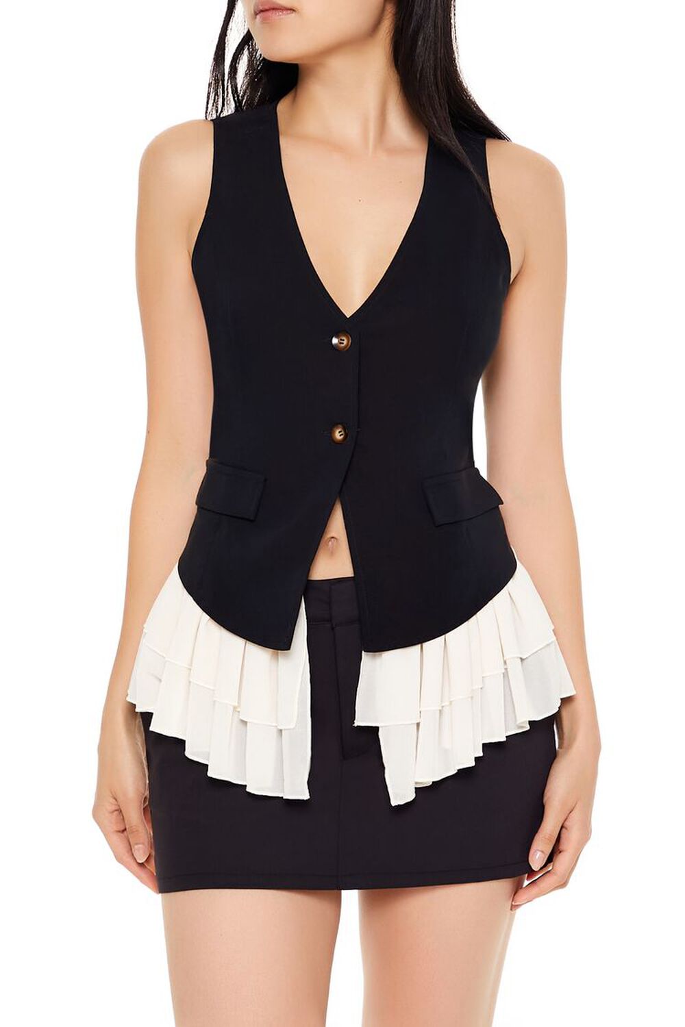 Женская Майка FOREVER21 Ruffle-Hem Sleeveless Top FOREVER21