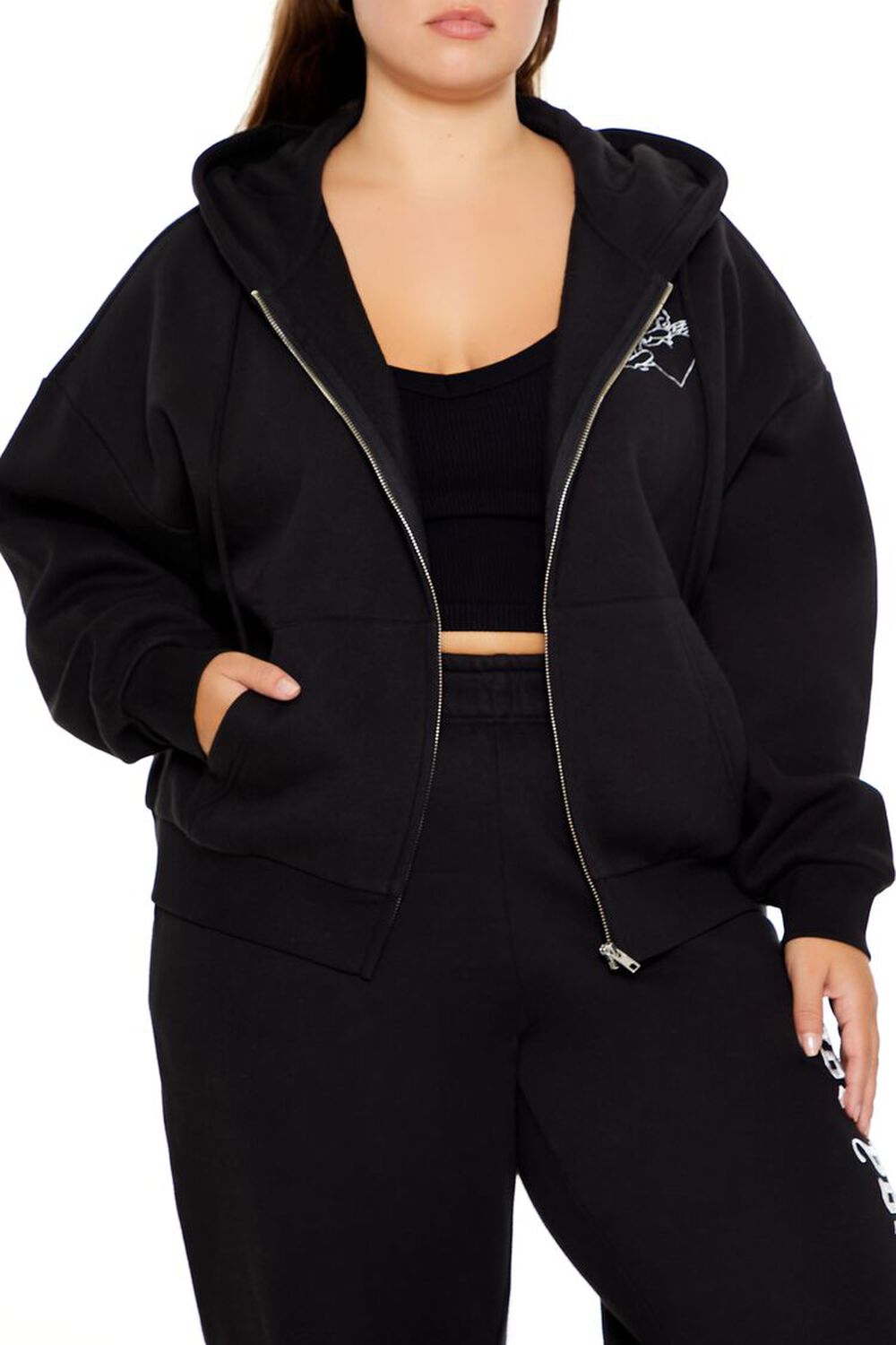 Plus Size Angel Zip-Up Hoodie FOREVER21