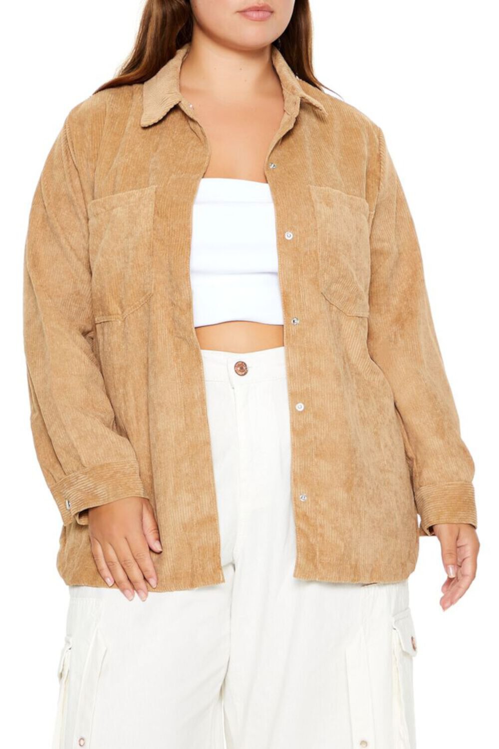 Plus Size Corduroy Shacket FOREVER21