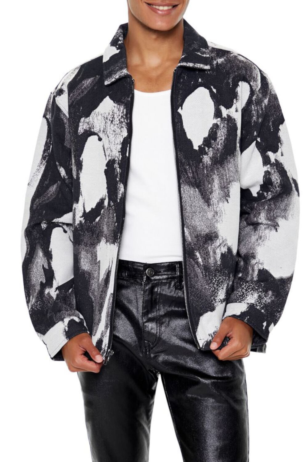 Мужская Повседневная Куртка FOREVER21 Jacquard Brushstroke Print Jacket FOREVER21