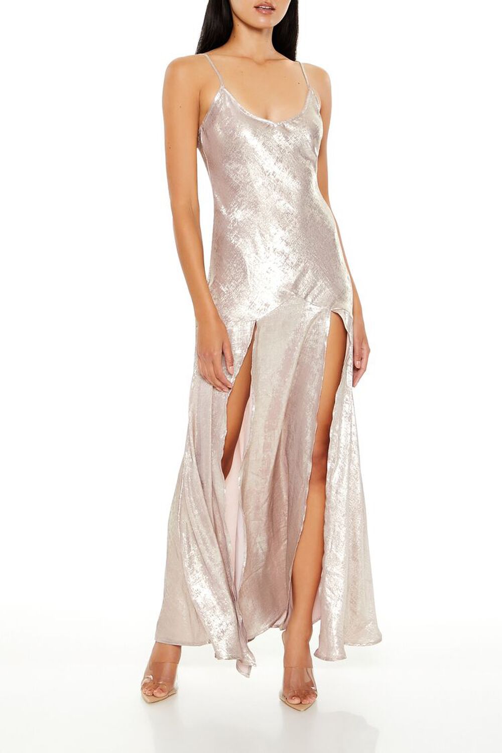 Shimmer Foil Maxi Slip Dress FOREVER21