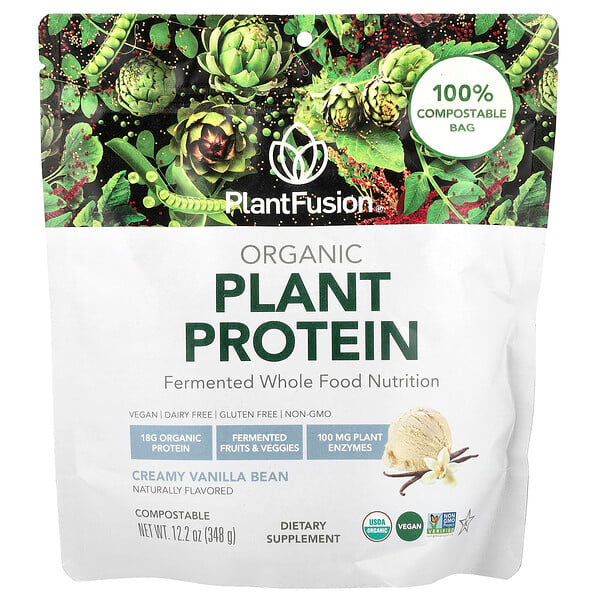 Organic Plant Protein, Creamy Vanilla Bean , 12.2 oz (Унции) (348 g) PlantFusion