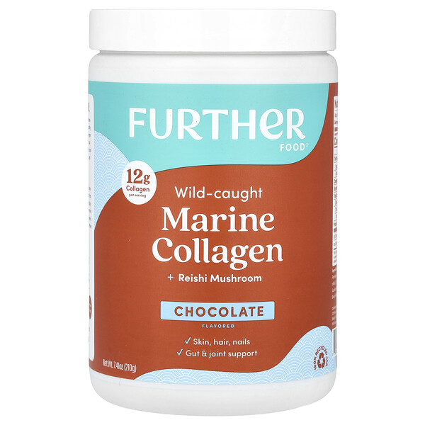 Wild- Caught Marine Collagen + Reishi Mushroom, Chocolate, 7.41 oz (Унции) (210 g) Further Food