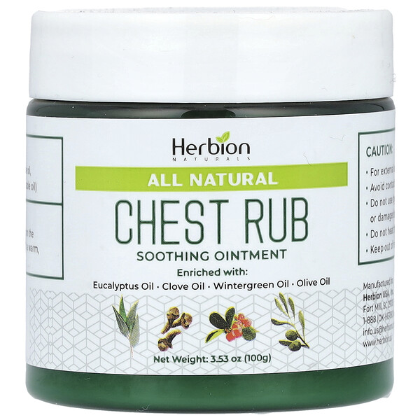 All Natural Chest Rub, 3.53 oz (Унции) (100 g) Herbion Naturals