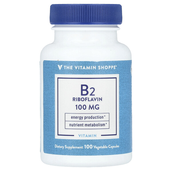 Vitamin B2 Riboflavin, 100 mg, 100 Vegetable Capsules (Растительные капсулы) The Vitamin Shoppe