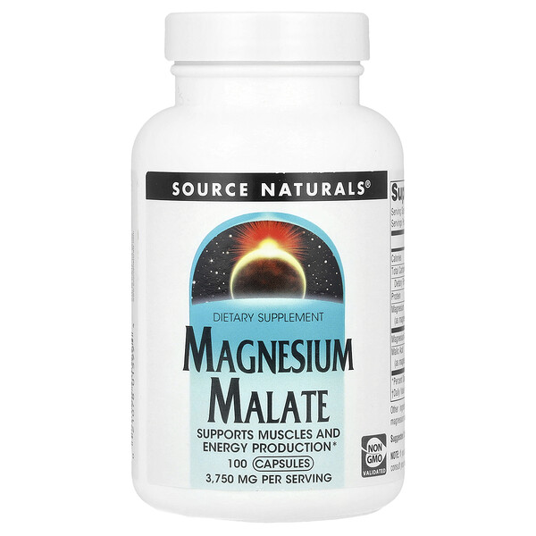 Magnesium Malate, 3,750 mg, 100 Capsules (Капсулы) (625 mg per Capsule) Source Naturals