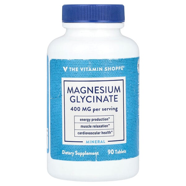 Magnesium Glycinate, 400 mg, 90 Tablets (Таблетки) (200 mg per Tablet) The Vitamin Shoppe