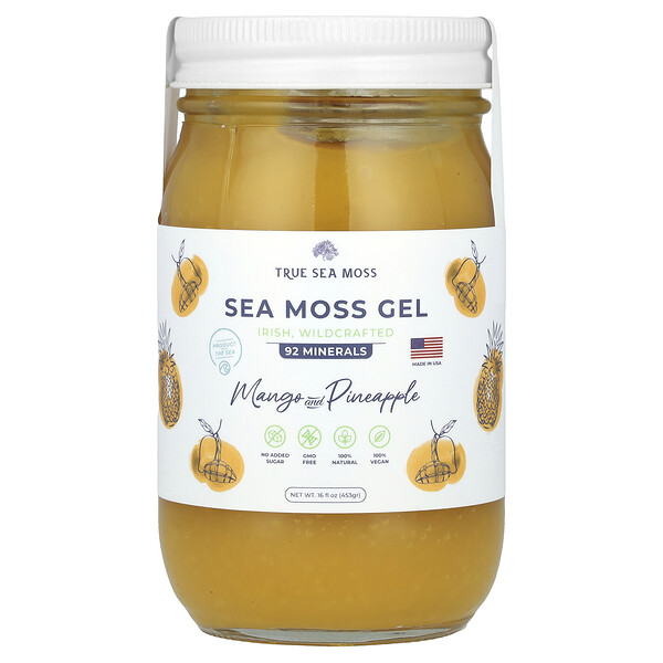 Sea Moss Gel (Гель), Mango and Pineapple, 16 fl oz (Жидкие унции) (453 g) True Sea Moss