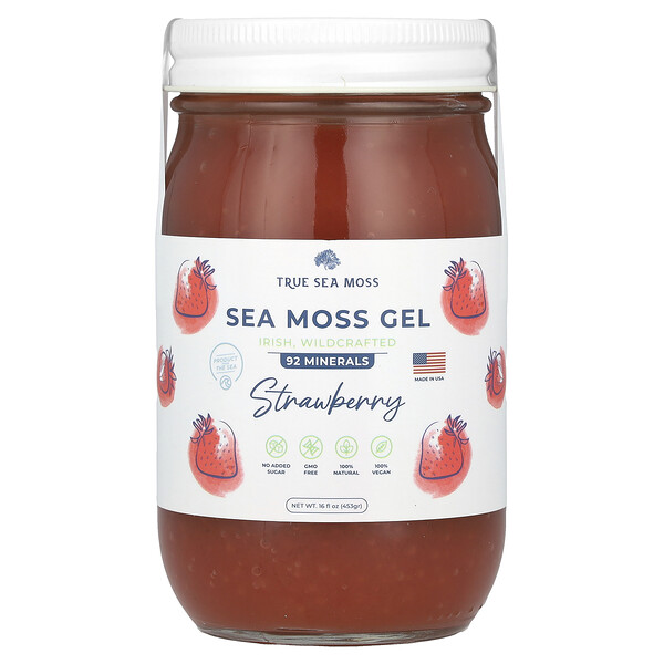 Sea Moss Gel (Гель), Strawberry , 16 fl oz (Жидкие унции) (453 g) True Sea Moss