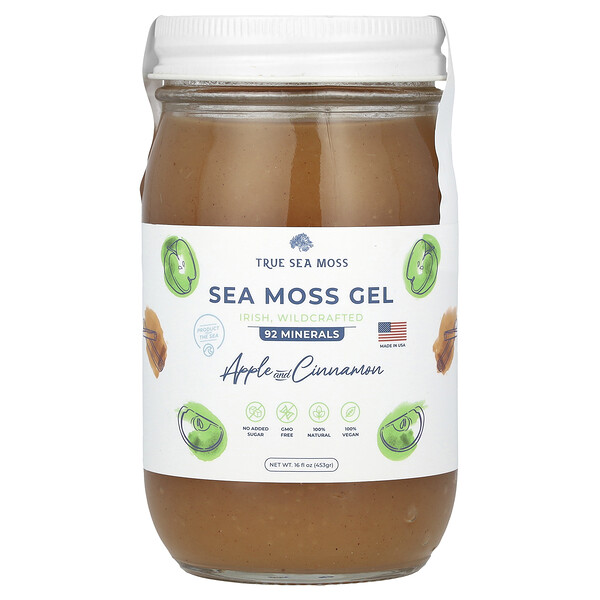 Sea Moss Gel (Гель), Apple and Cinnamon, 16 fl oz (Жидкие унции) (453 g) True Sea Moss