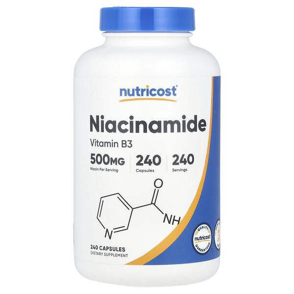 Niacinamide, Vitamin B3, 240 Capsules (Капсулы) Nutricost