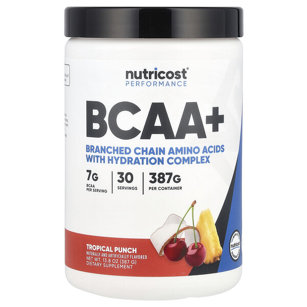 Performance, BCAA+, Tropical Punch, 13.8 oz (Унции) (387 g) Nutricost