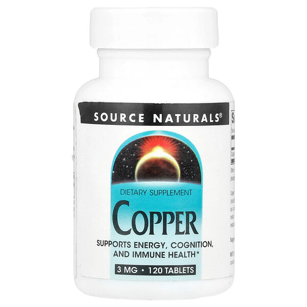 Copper, 3 mg, 120 Tablets (Таблетки) Source Naturals